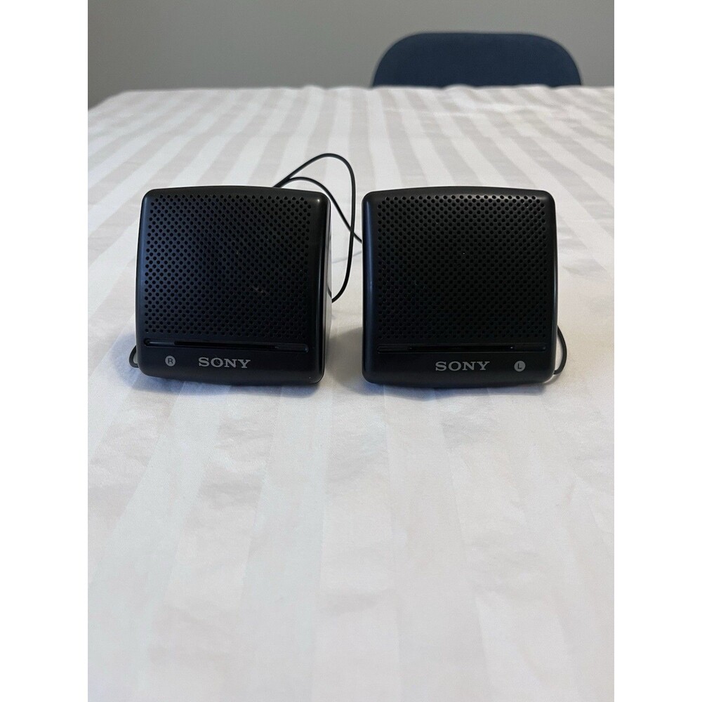 SONY SRS-7 Portable Mini Stereo Speakers Walkman Japan Retro Black TESTED VTG